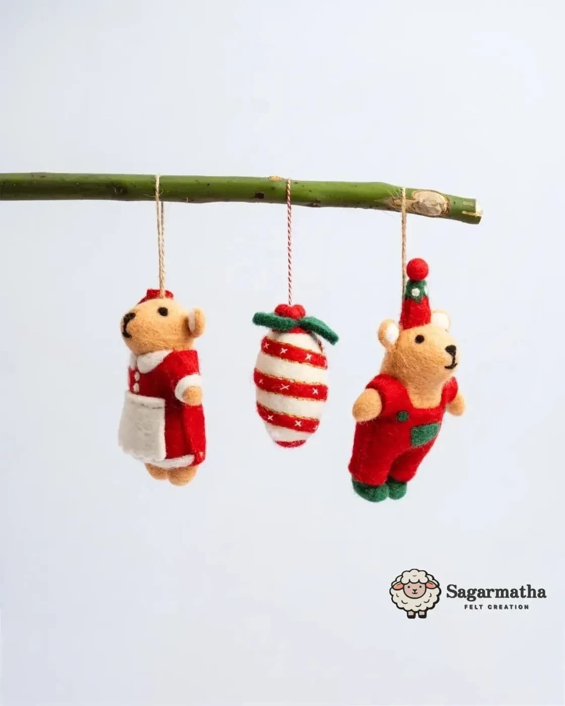 Christmas Bear Felt Hanging Ornaments