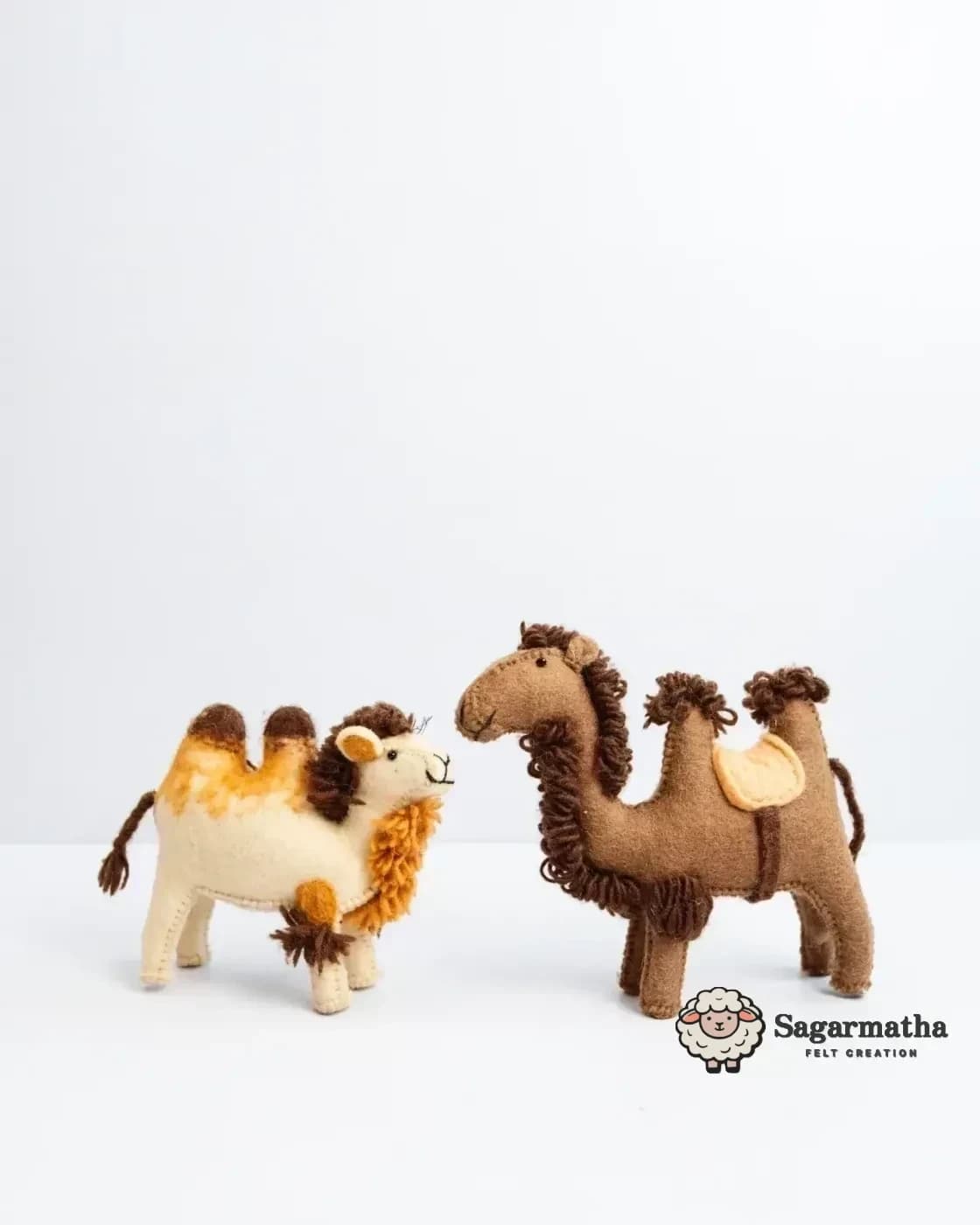 Handcrafted Felt Camels Set