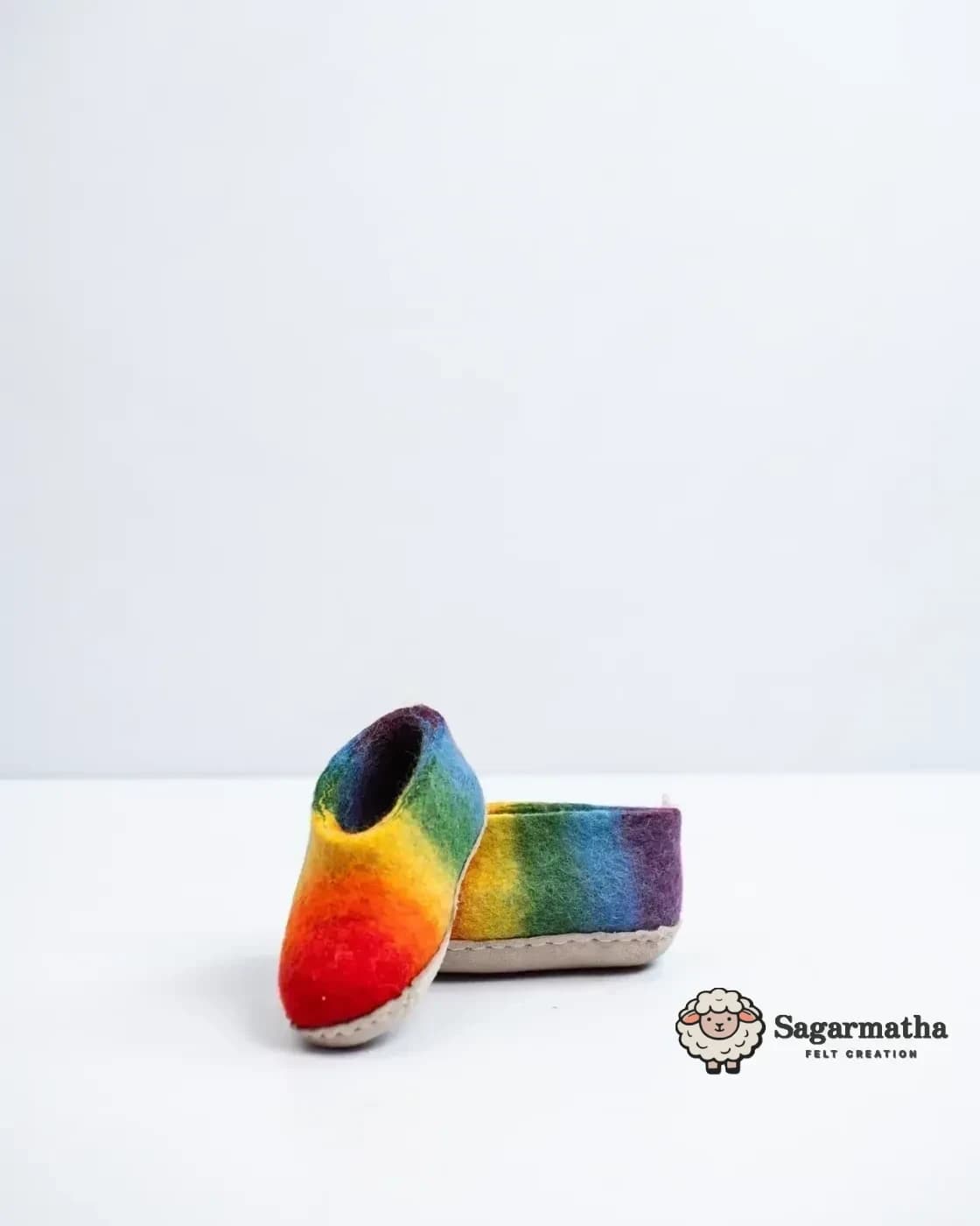 Rainbow Gradient Wool Felt Shoes